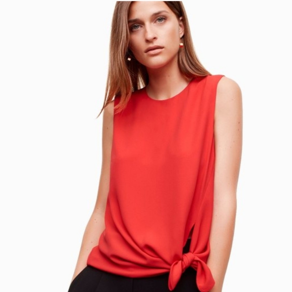 Babaton Aritzia Hopkins Red Tie Front Blouse
